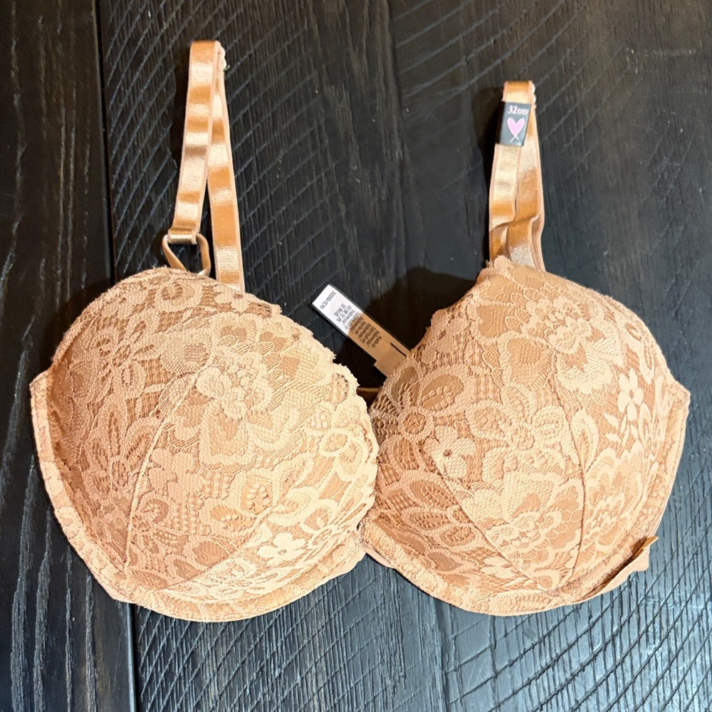Victoria's Secret Lace Floral Bra - 32DD Tan